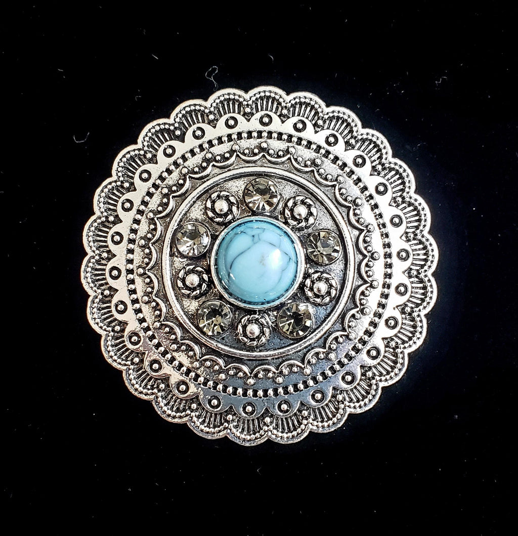 Magnetic Brooch-Turquoise Circle-Sleeves 2 Go