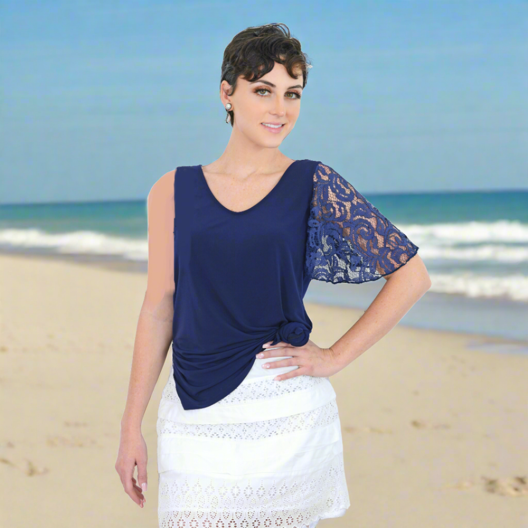 Navy Lace Sleeves