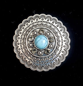 Magnetic Brooch-Turquoise Circle-Sleeves 2 Go
