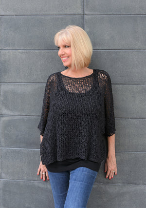 Knit Crop Top-Black / one size-Sleeves 2 Go