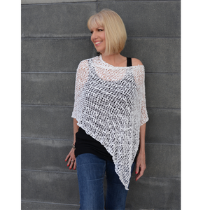 Knit Poncho-White-Sleeves 2 Go