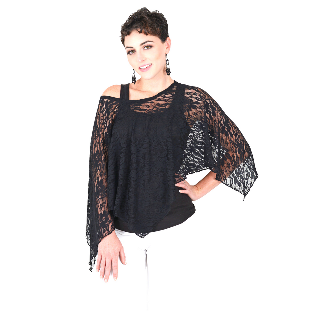 The Poncho-Black Lace Poncho / One Size-Sleeves 2 Go
