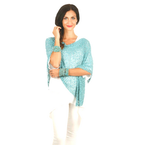 Knit Poncho-Mint-Sleeves 2 Go