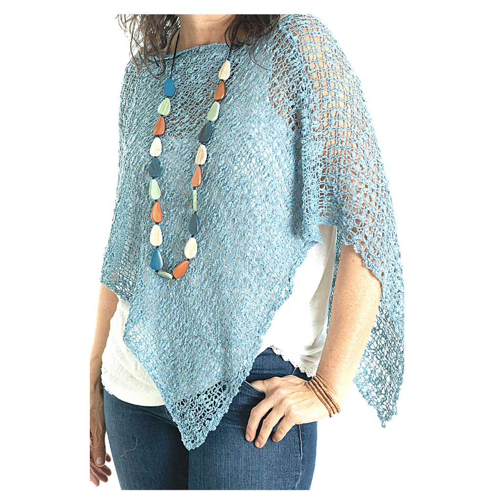 Knit Poncho-Ice Pearl-Sleeves 2 Go